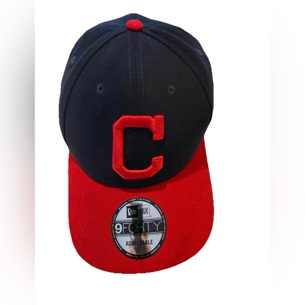 New Era 9FORTY Cleveland Indians Hat Adjustable MLB Cap Block C Logo Navy Red